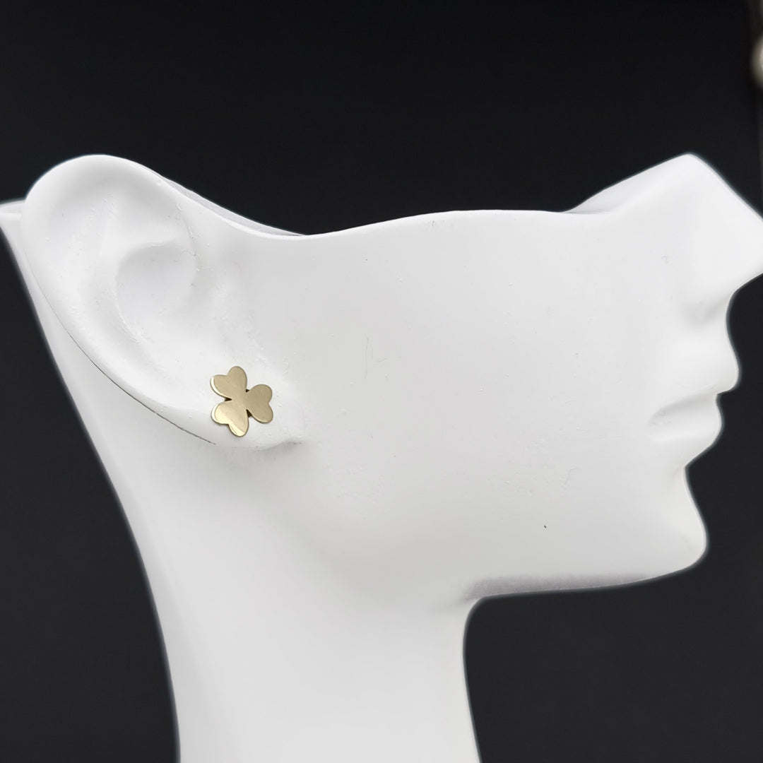 18K Real Gold Heart Flower Earrings