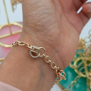 18K Real Gold 3 Color Linked Bracelet