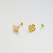 18K Solid Gold Elegant Screw Earring Set