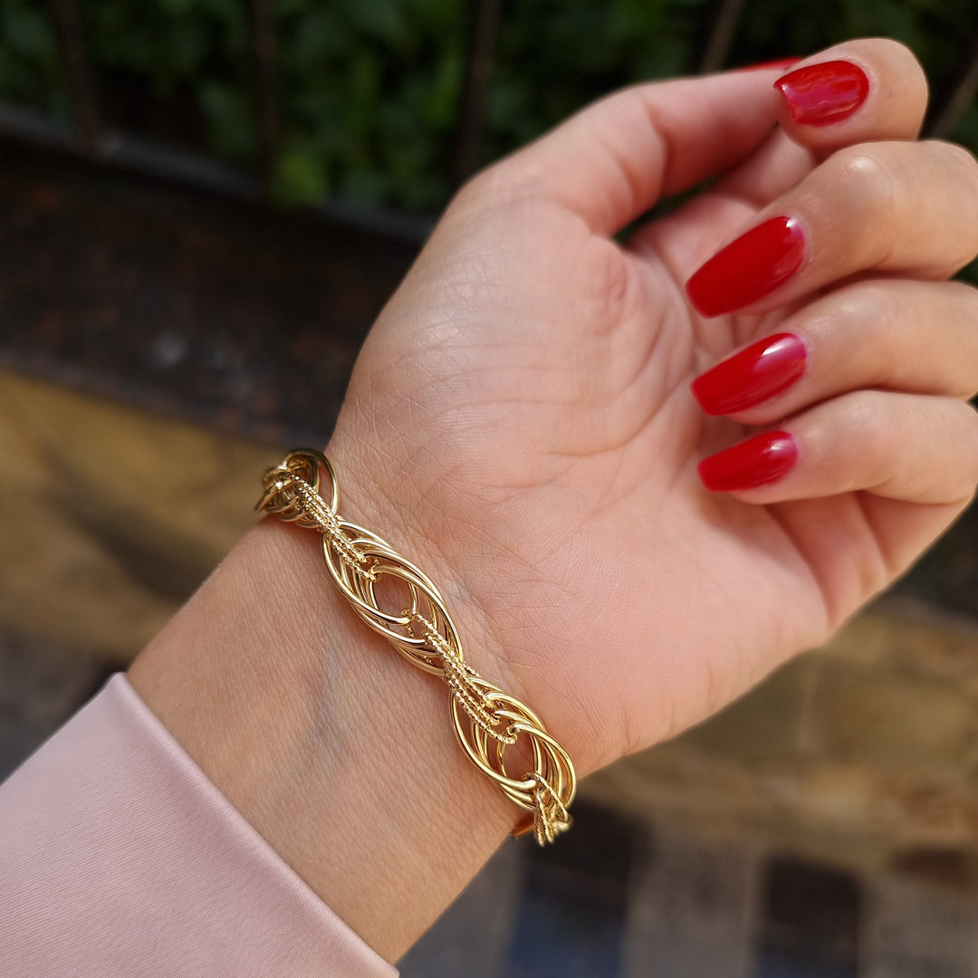 18K Real Gold Elegant Multi Linked Bracelet