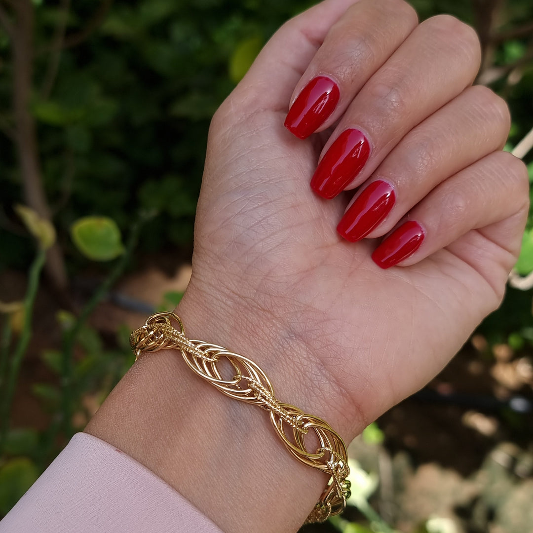 18K Real Gold Elegant Multi Linked Bracelet
