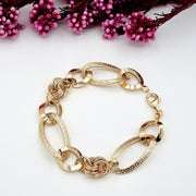 18K Real Gold Elegant Twisted Linked Bracelet