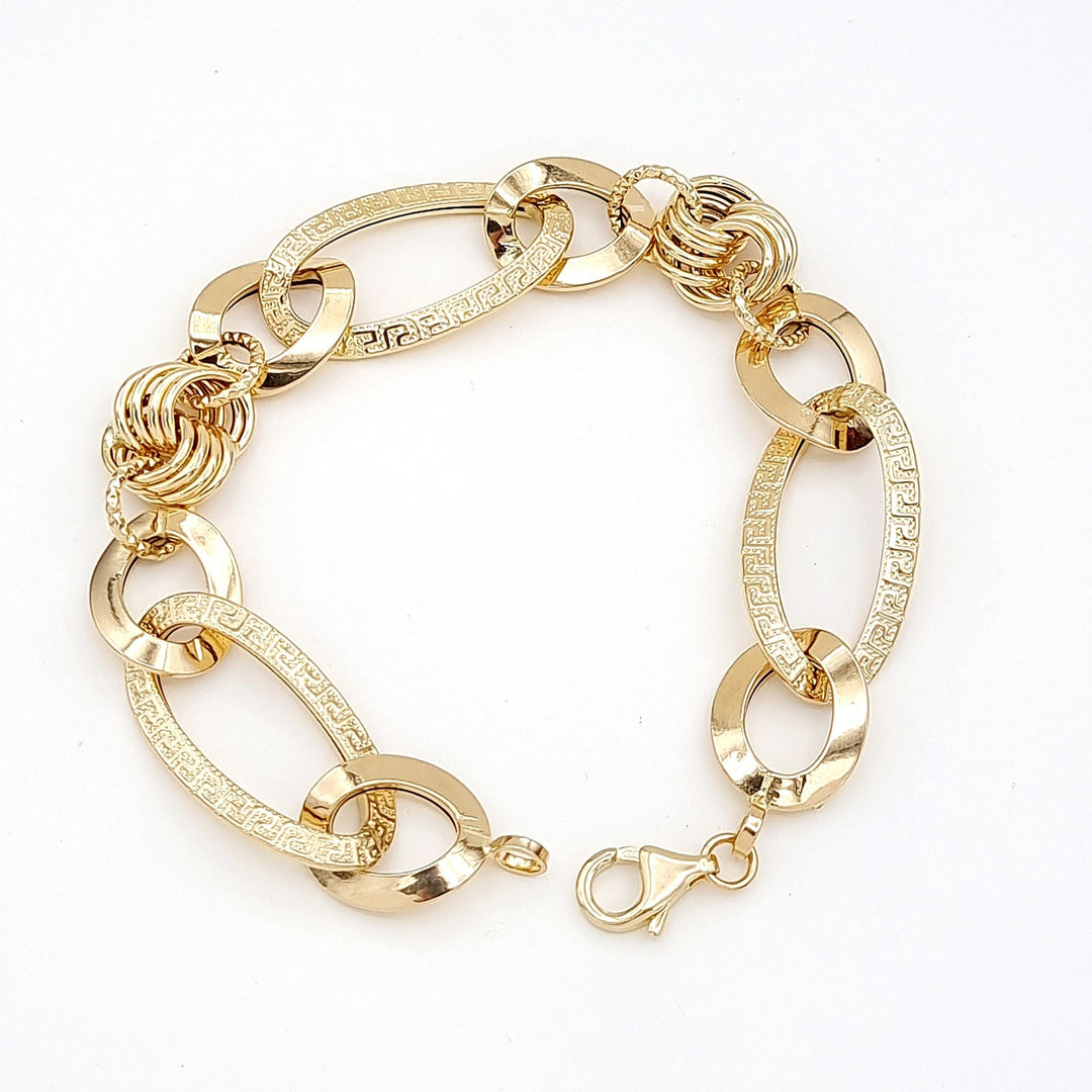 18K Real Gold Elegant Oval Twisted Linked Bracelet