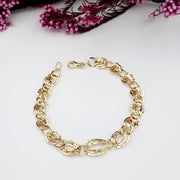 18K Real Gold Elegant Twisted Linked Bracelet