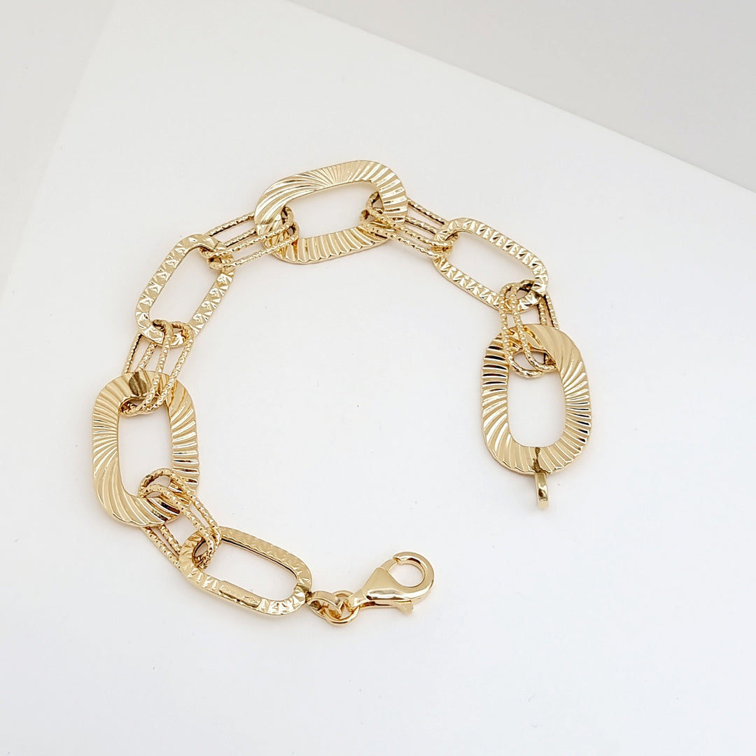 18K Real Gold Elegant Square Linked Bracelet