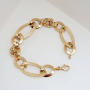 18K Real Gold Elegant Oval Twisted Linked Bracelet