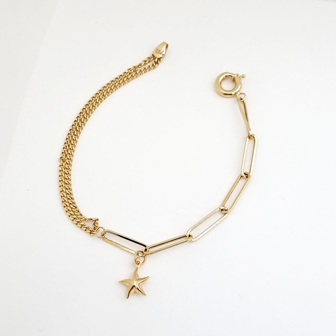 18K Real Gold Hanging Star Bracelet