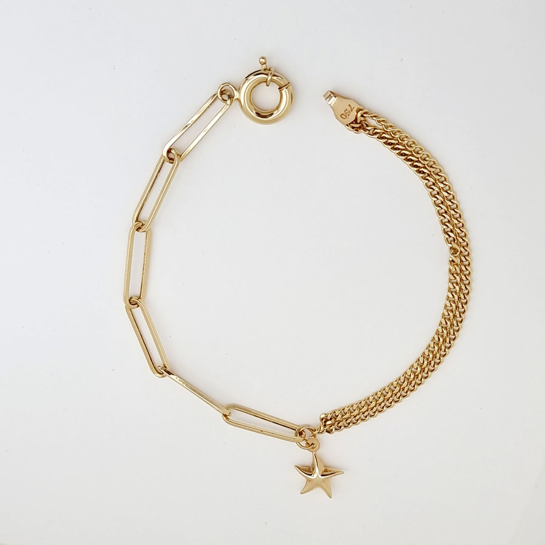 18K Real Gold Hanging Star Bracelet
