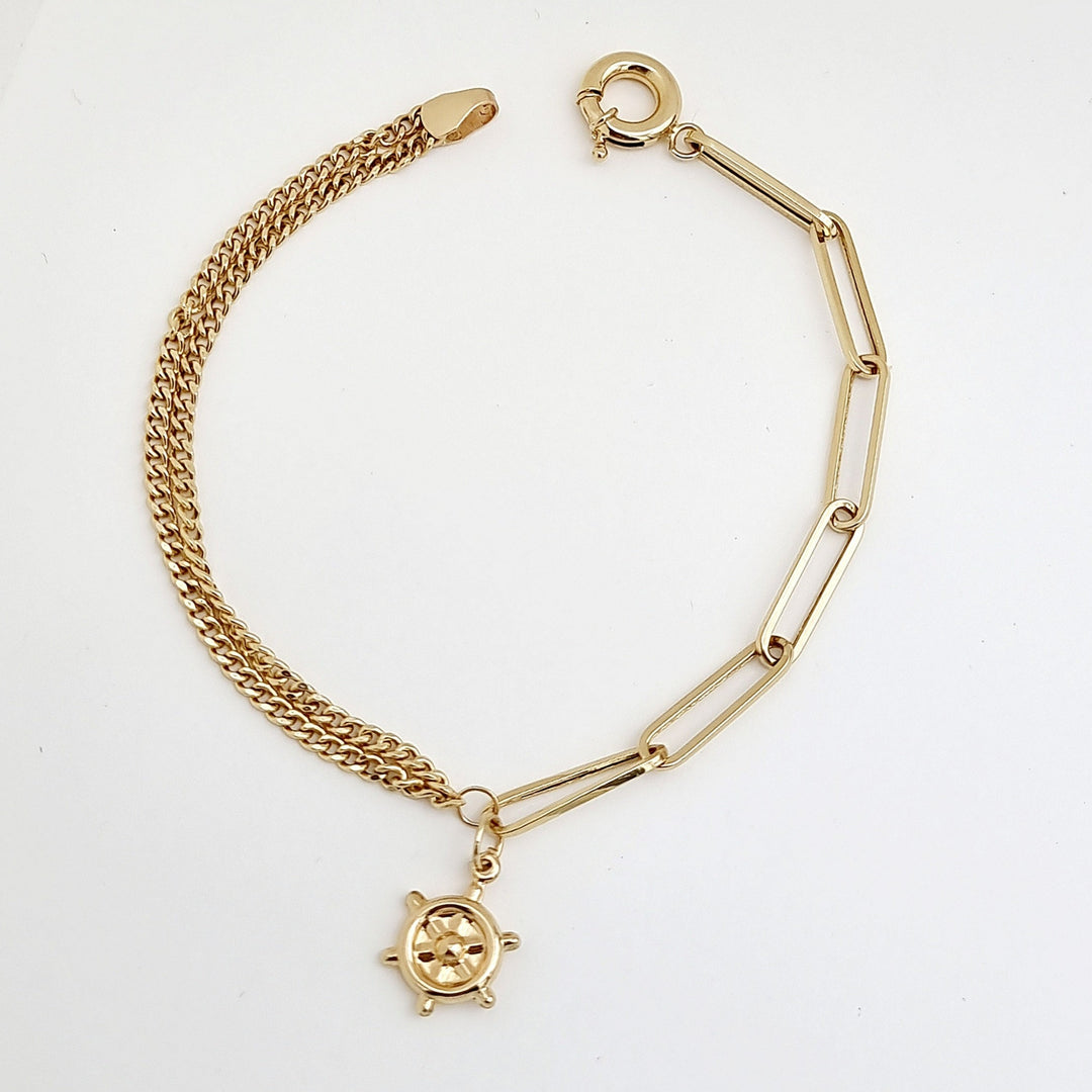 18K Real Gold Hanging Wheel Bracelet