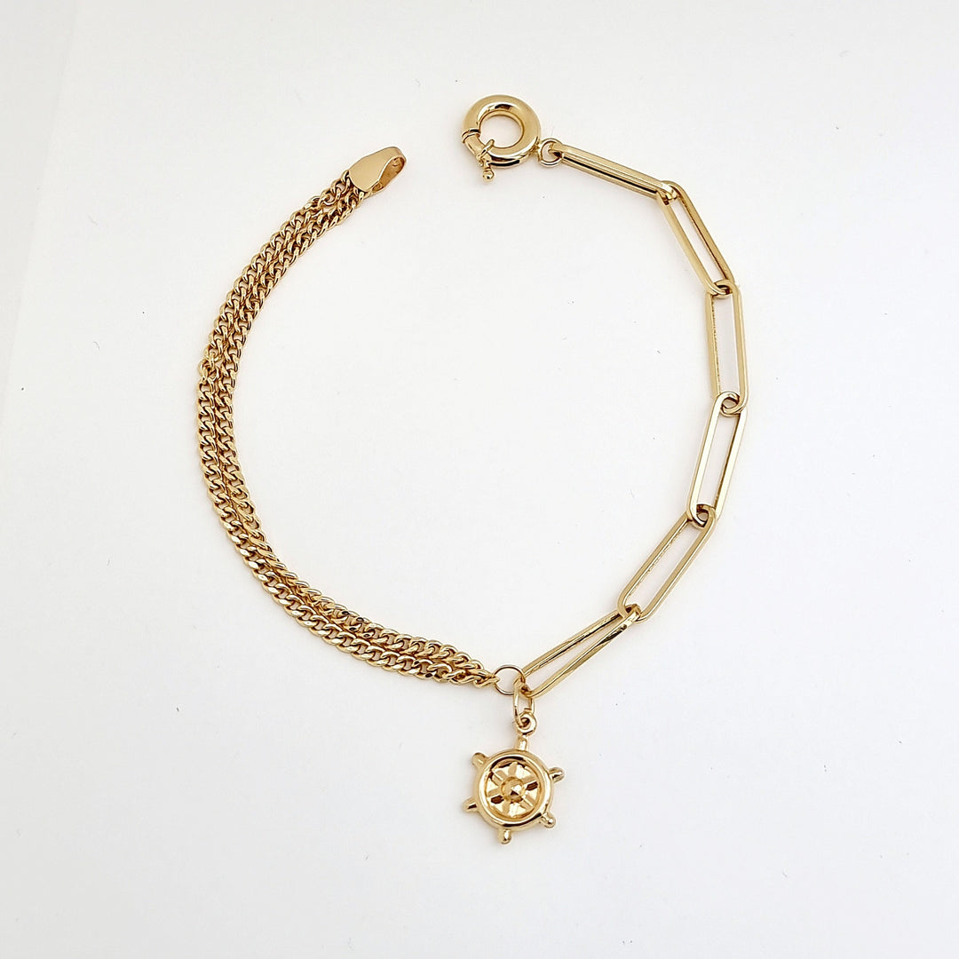 18K Real Gold Hanging Wheel Bracelet