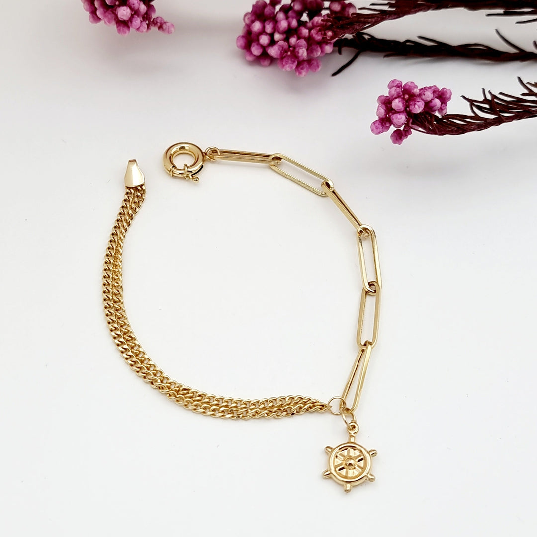 18K Real Gold Hanging Wheel Bracelet