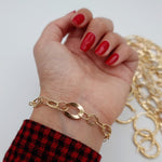 Load image into Gallery viewer, 18K Real Gold Twisted Oval Linked Bracelet