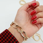 Load image into Gallery viewer, 18K Real Gold Oval Linked Bracelet
