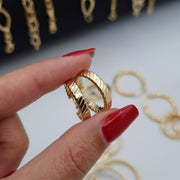 18K Real Gold Round Earrings