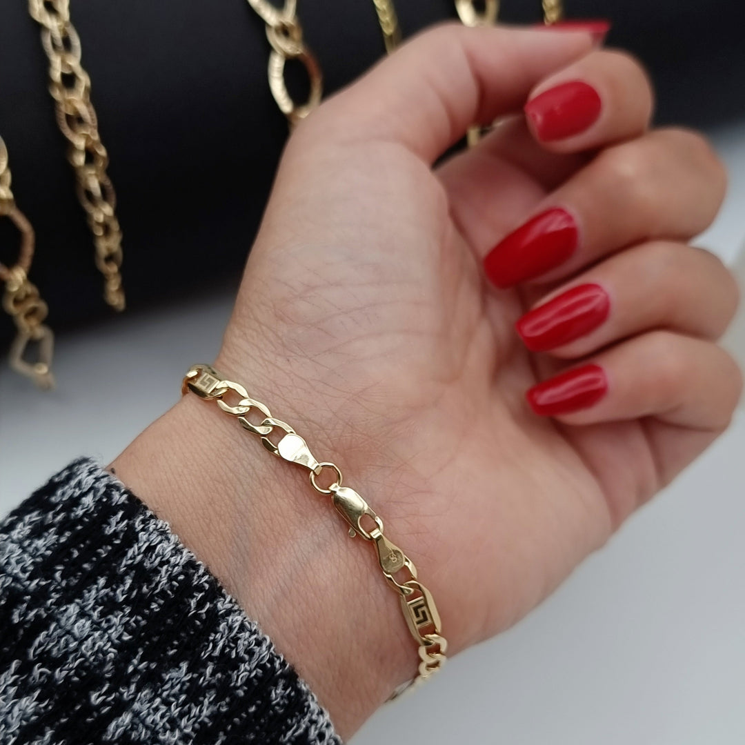 18K Real Gold Elegant Flat Link Bracelet