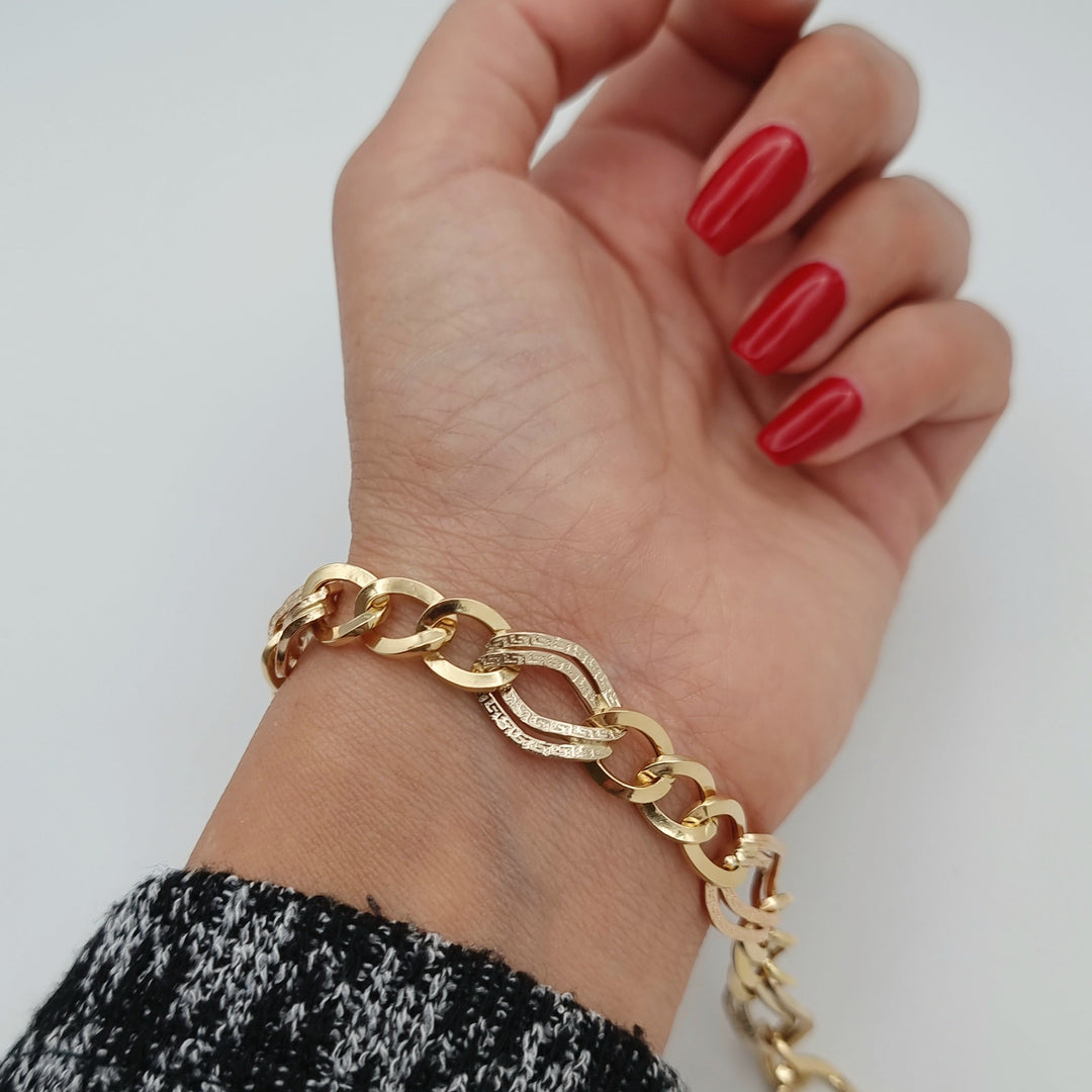 18K Real Gold Twisted Link Bracelet