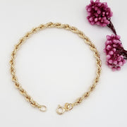 18K Real Gold Rope Bracelet
