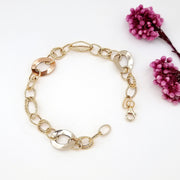 18K Real Gold Twisted Oval Linked Bracelet