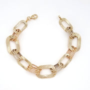 18K Real Gold Square Linked Bracelet