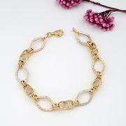 18K Real Gold Elegant Oval Linked Bracelet