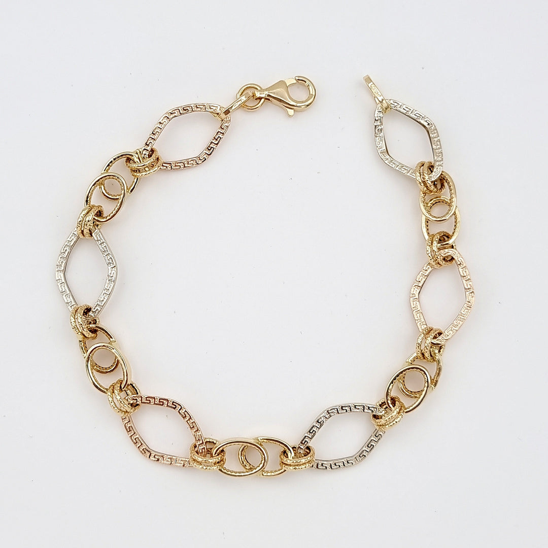 18K Real Gold Elegant Oval Linked Bracelet