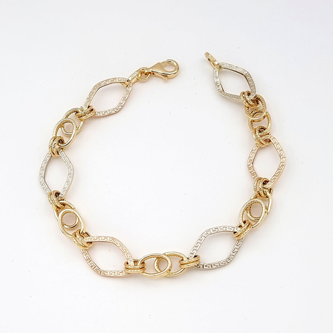 18K Real Gold Elegant Oval Linked Bracelet