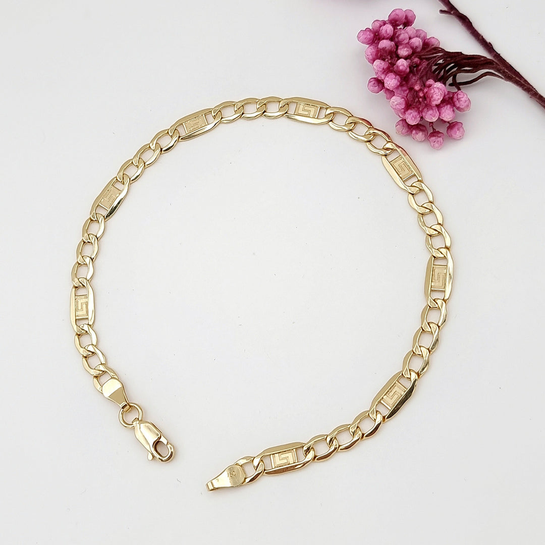 18K Real Gold Elegant Flat Link Bracelet
