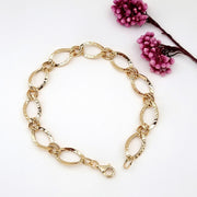 18K Real Gold Twisted Oval Linked Bracelet