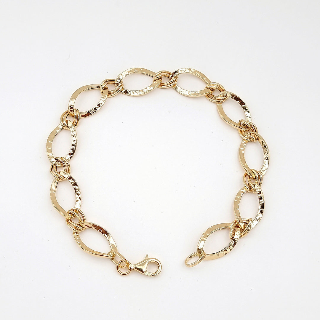 18K Real Gold Twisted Oval Linked Bracelet