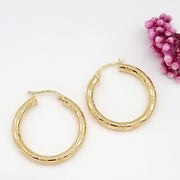 18K Real Gold Round Earrings