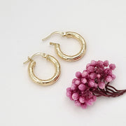 18K Real Gold Round Earrings