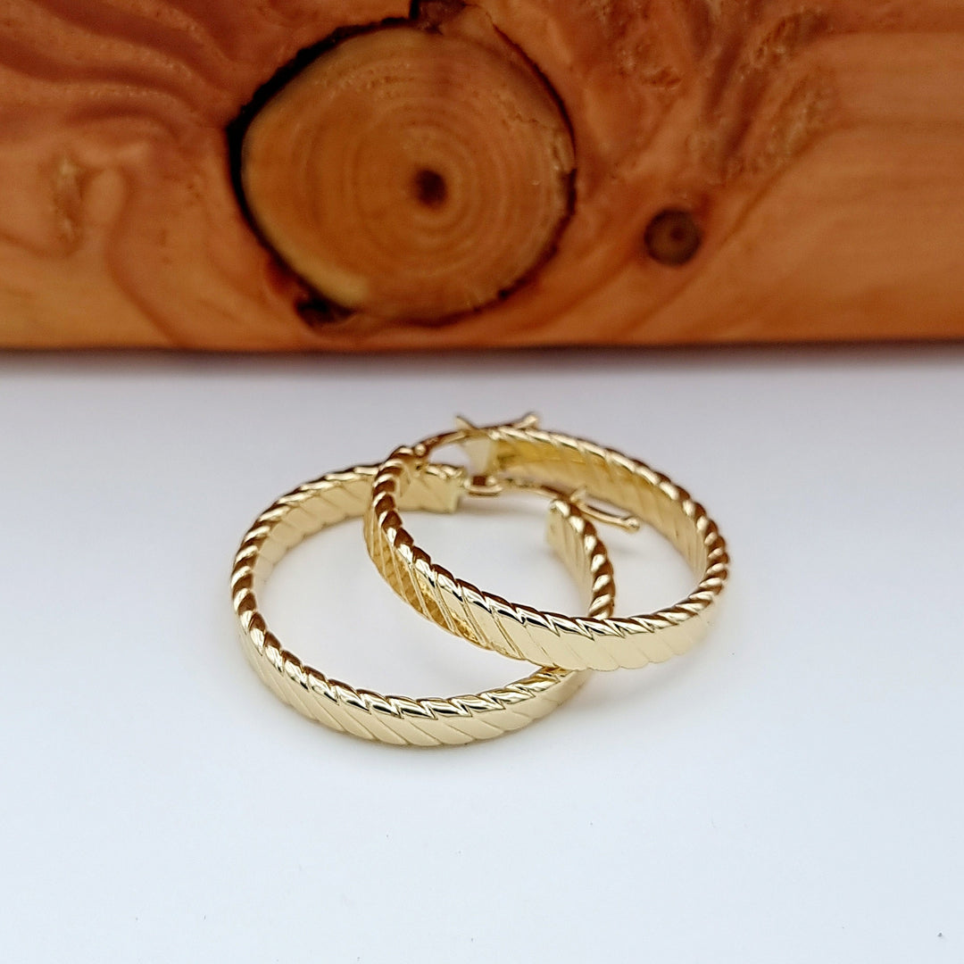 18K Real Gold Round Earrings