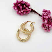 18K Real Gold Round Earrings