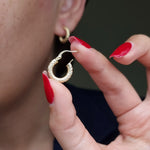 Load image into Gallery viewer, 18K Real Gold Round Earrings
