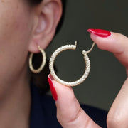 18K Real Gold Round Earrings