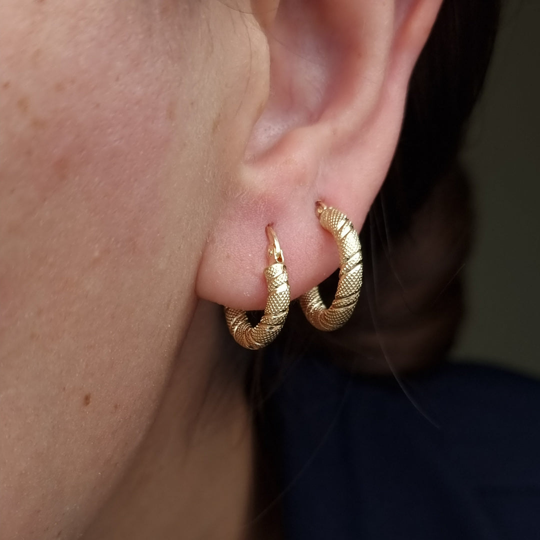 18K Real Gold Round Earrings