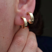 18K Real Gold Round Earrings