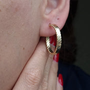 18K Real Gold Round Earrings
