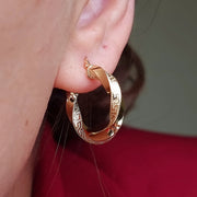 18K Real Gold Round Twisted Earrings