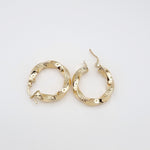 Load image into Gallery viewer, 18K Real Gold Round Twisted Earrings