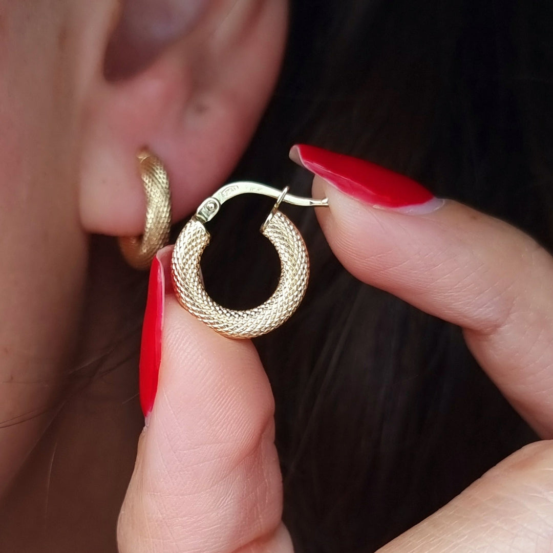 18K Real Gold Thick Round Earrings