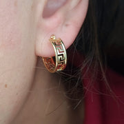 18K Real Gold Round Earrings