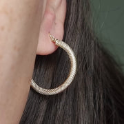 18K Real Gold Round Earrings