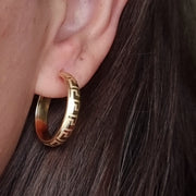 18K Real Gold Round Earrings