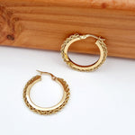 Load image into Gallery viewer, 18K Real Gold Round Rope Earrings
