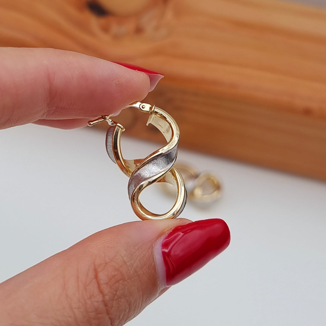 18K Real Gold 2 Color Infinity Earrings