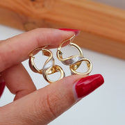 18K Real Gold 2 Color Infinity Earrings