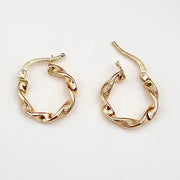 18K Real Gold Twisted Round Earrings