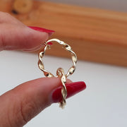 18K Real Gold Twisted Round Earrings