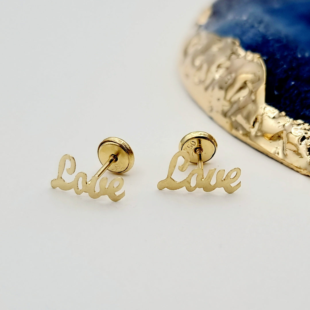 18K Real Gold Love Earrings